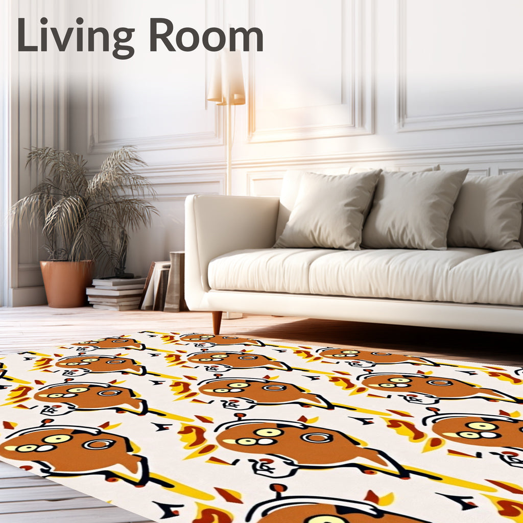 Whimsical Brown Character Abstract Repeating Rug