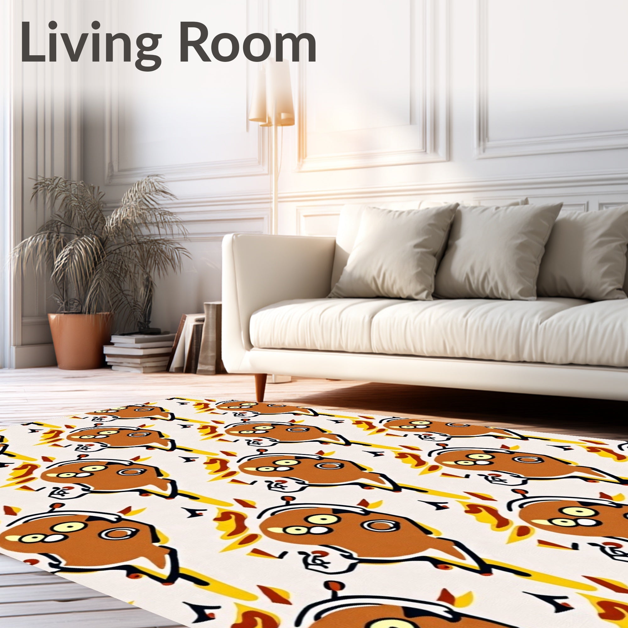 Whimsical Brown Character Abstract Repeating Rug