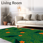Dark Teal Alligator Orange Blossom Jungle Rug