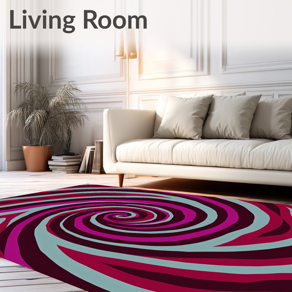 Crimson Magenta Swirl Abstract Rug
