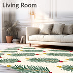 Green Fir Sprig Red Berry Accent Rug