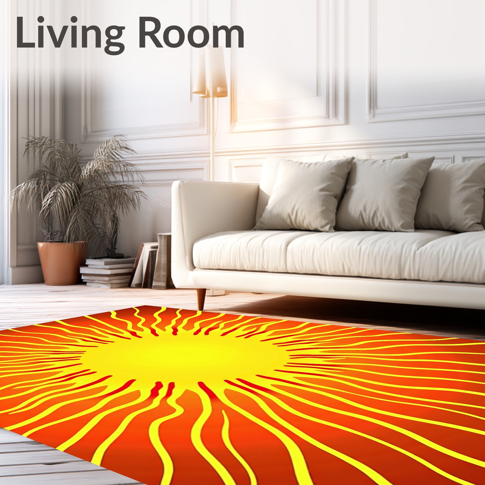 Radiant Yellow Sunburst Rays Rug