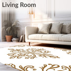 Elegant Golden Acanthus Medallion Rug