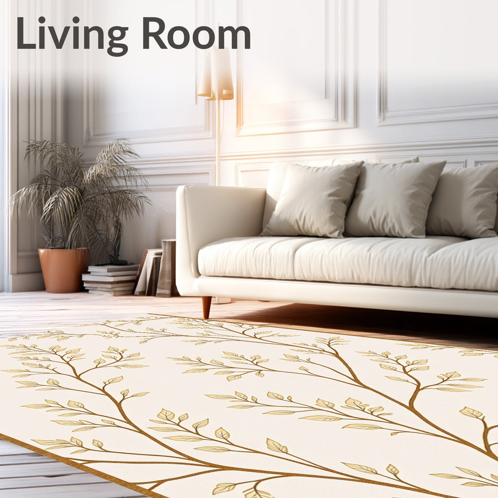 Golden Branch Leafy Vine Rug