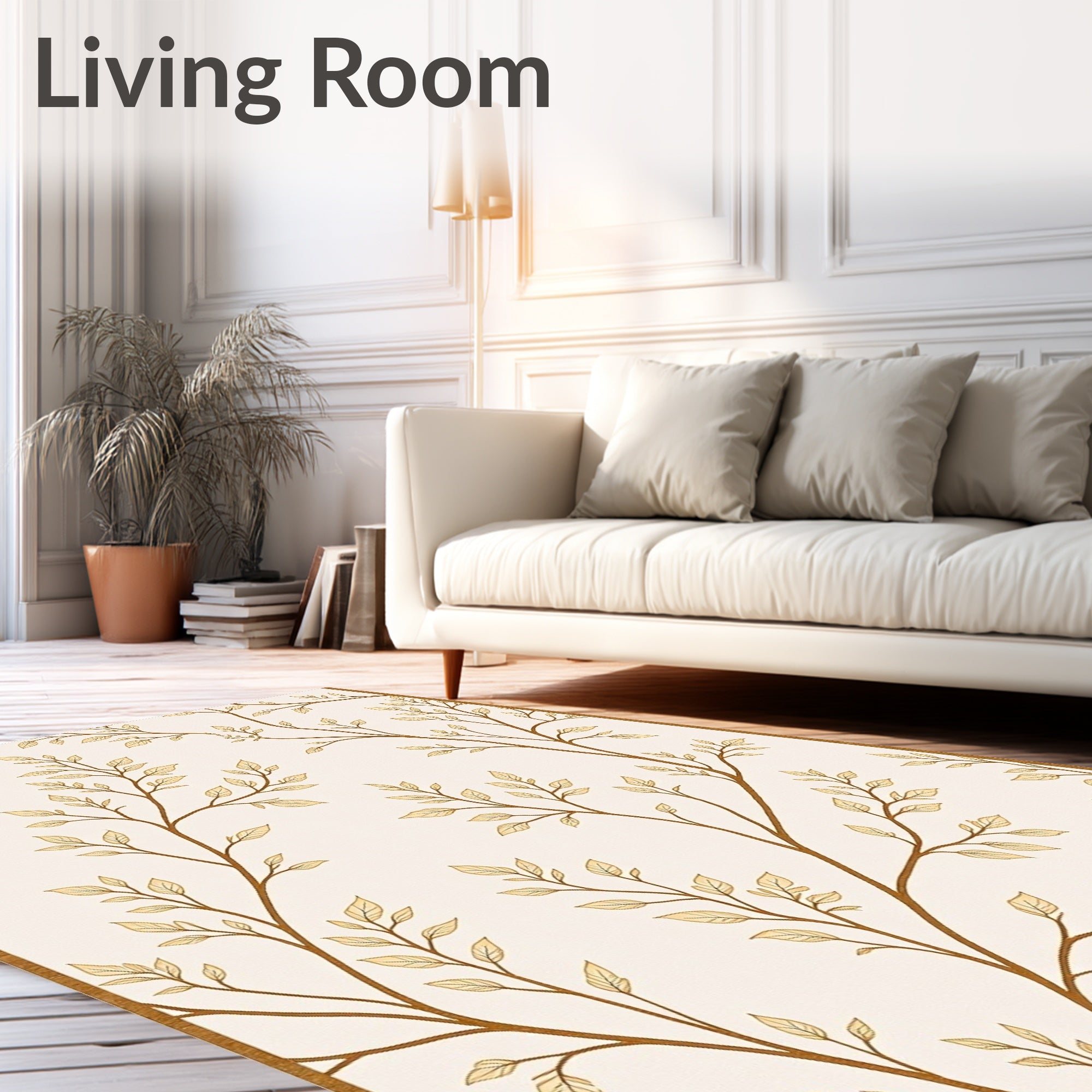 Golden Branch Leafy Vine Rug