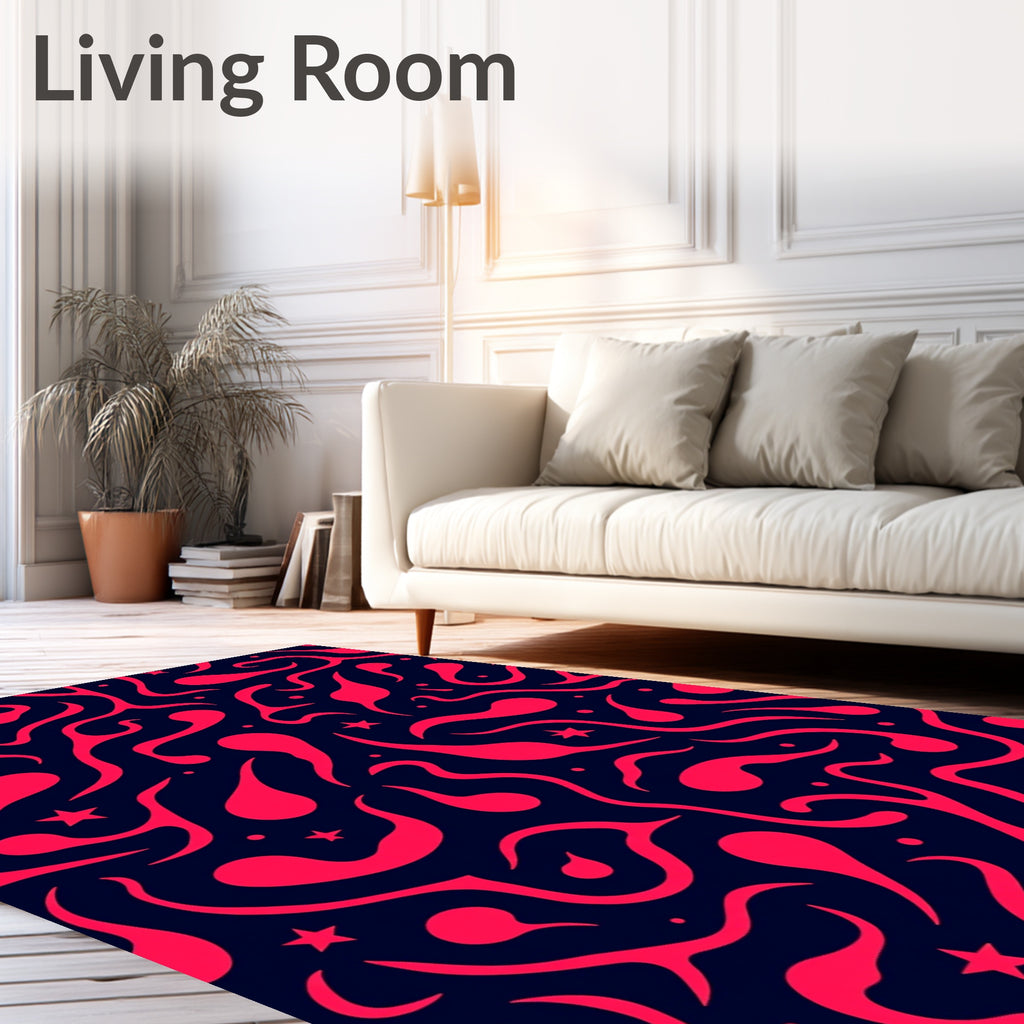 Crimson Swirl Abstract Organic Starbursts Rug