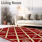 Crimson Lattice Snowflake Medallion Rug