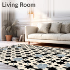 Black Geometric Starlight Cream Rug