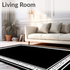 Modern White Geometric Frame Rug