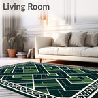 Emerald Green Geometric Art Deco Rug