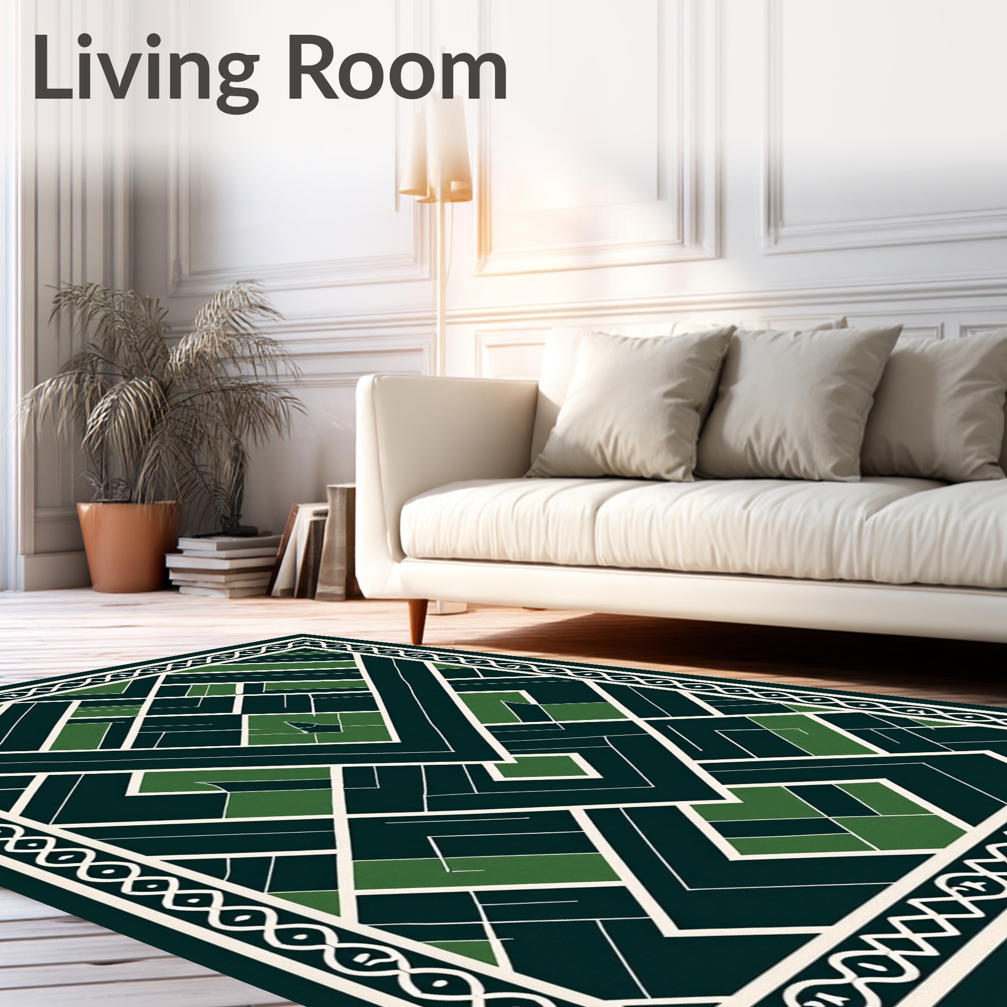 Emerald Green Geometric Art Deco Rug