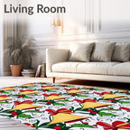 Christmas Bells Holly Ribbon Swirls Rug