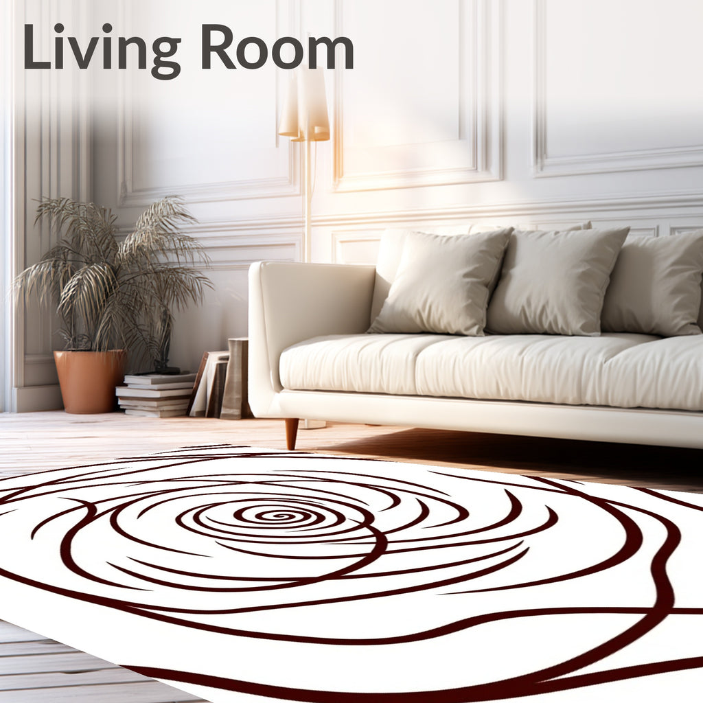 Deep Crimson Swirl Abstract Rug