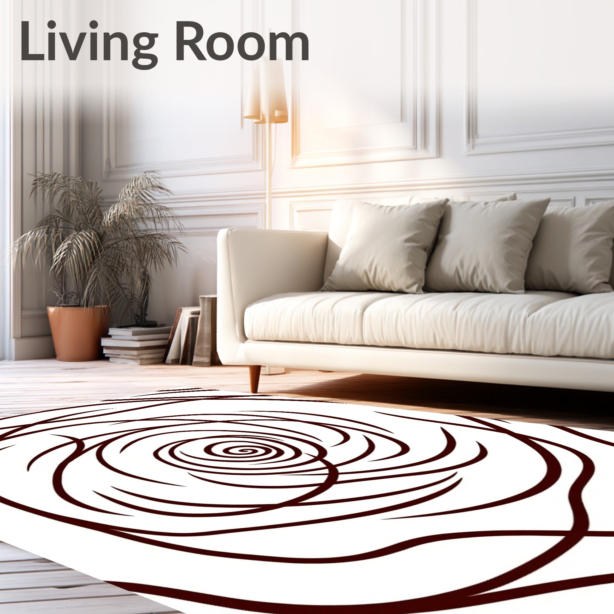 Deep Crimson Swirl Abstract Rug