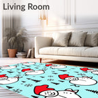 Whimsical Snowman Red Hat Christmas Wonderland Rug
