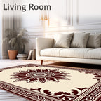 Rich Burgundy Floral Medallion Border Rug
