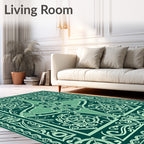 Emerald Green Art Nouveau Floral Rug