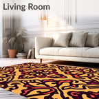 Terracotta Yellow Volute Scroll Rug
