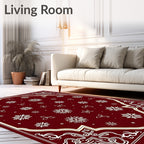 Deep Red Snowflake Winter Wonderland Rug