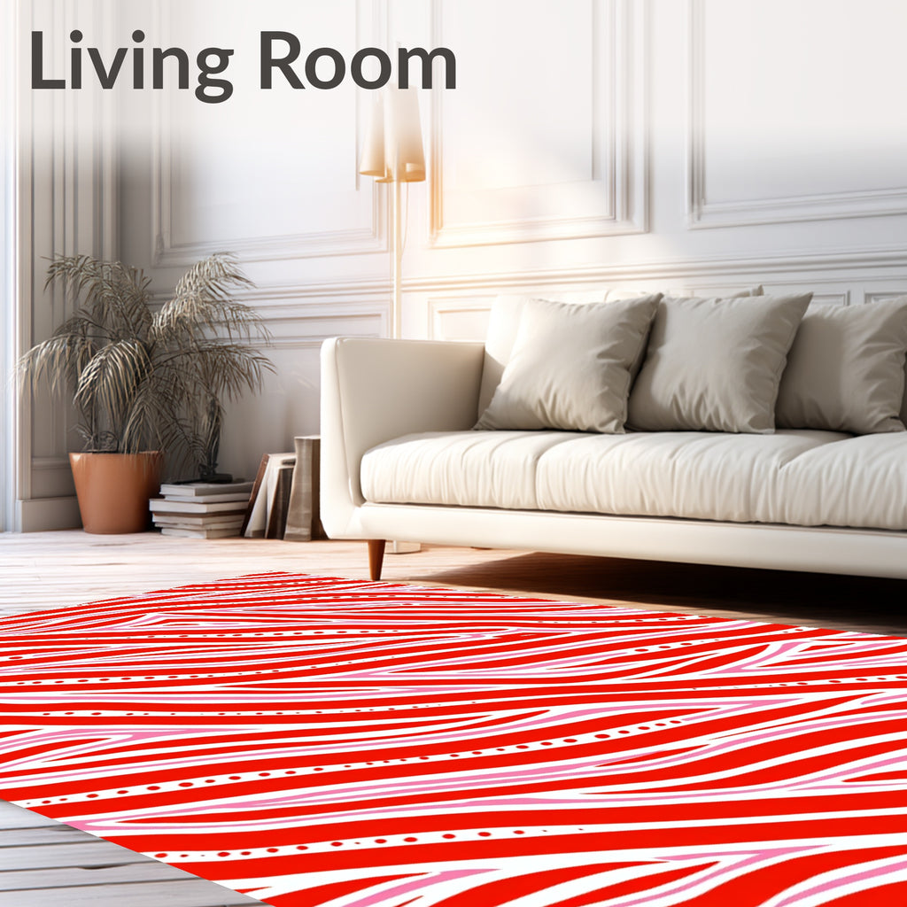 Vibrant Red Pink Zebra Stripe Rug