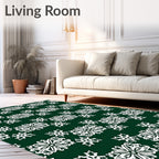 Emerald White Floral Snowflake Medallion Rug