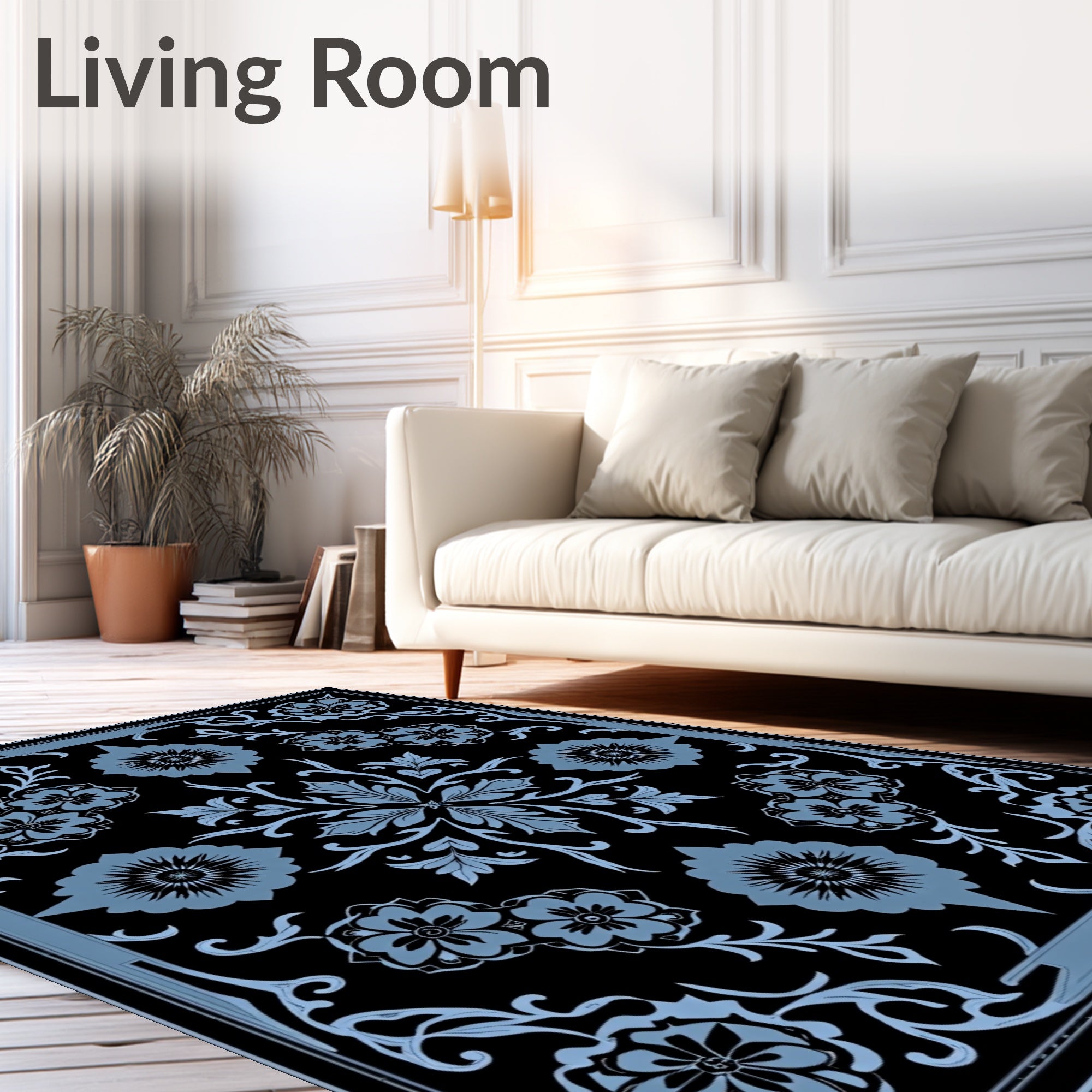 Midnight Sky Floral Garland Arrangement Rug