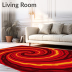 Fiery Red Swirling Spiral Rug