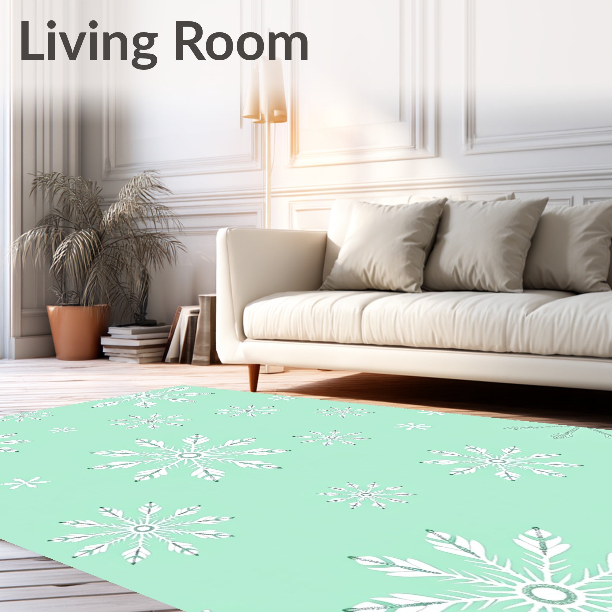 Mint Green Snowflake Scatter Rug