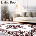 Deep Maroon Floral Medallion Border Rug