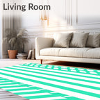 Cool Mint White Bold Stripe Rug