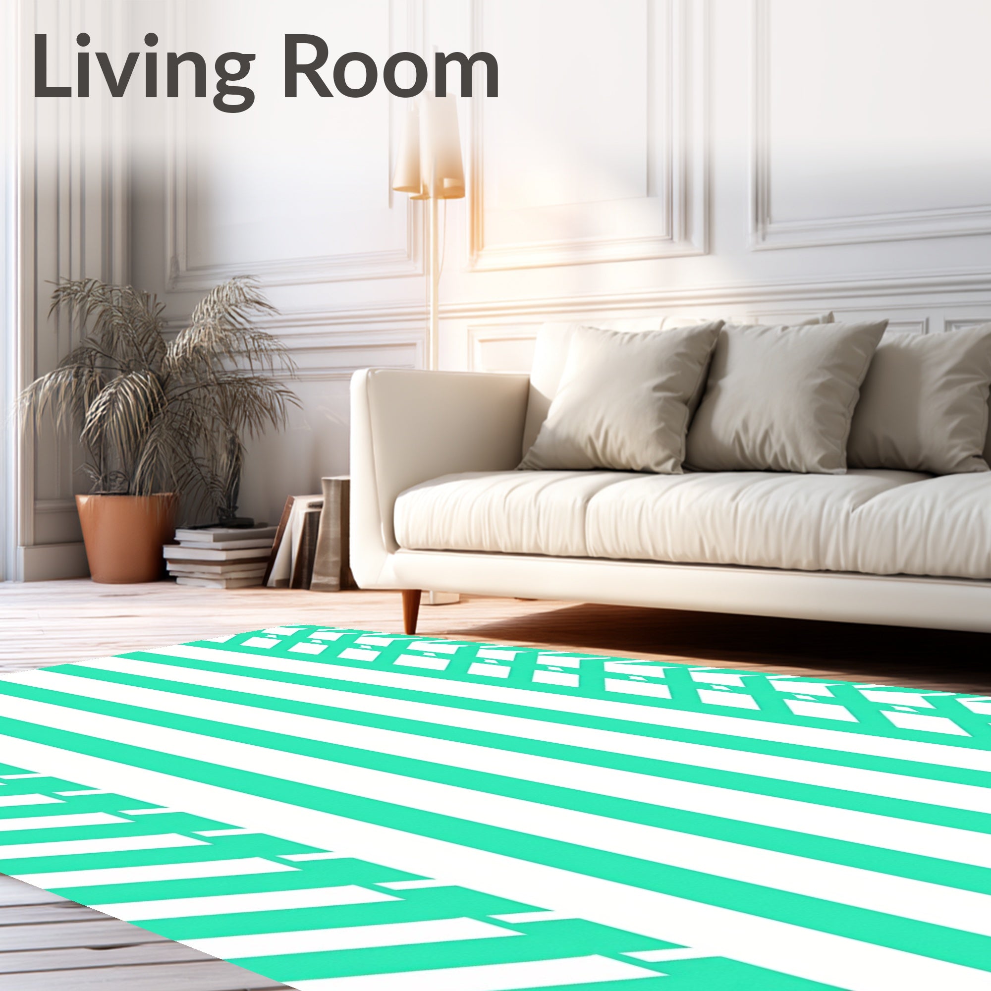 Cool Mint White Bold Stripe Rug