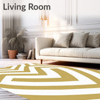 Golden White Geometric Maze Rug