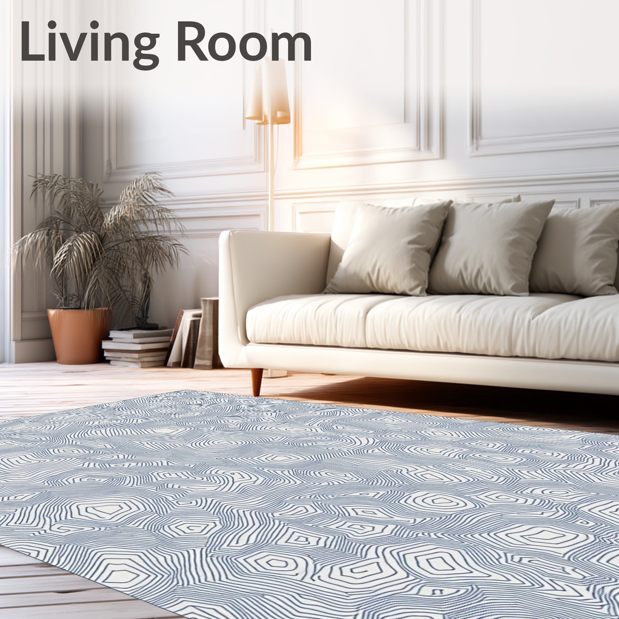 Navy Blue Contour Topography Rug