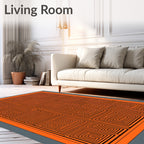 Orange Black Geometric Maze Rug