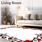 Ornate Red Floral Scroll Border Rug