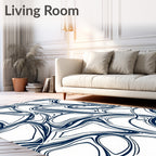 Deep Blue Swirl Fluidic Organic Rug
