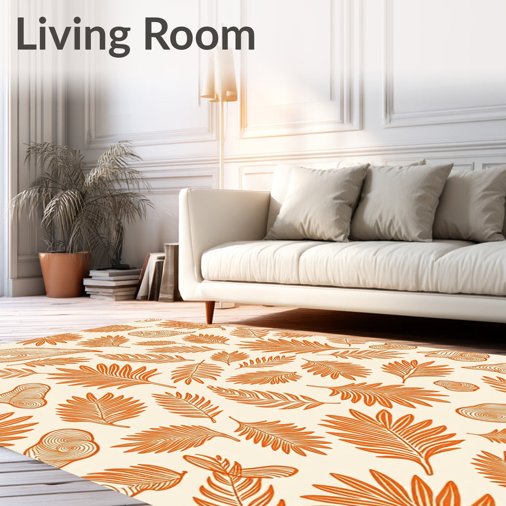 Orange Fern Palm Scattered Collage Rug