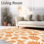Orange Fern Palm Scattered Collage Rug