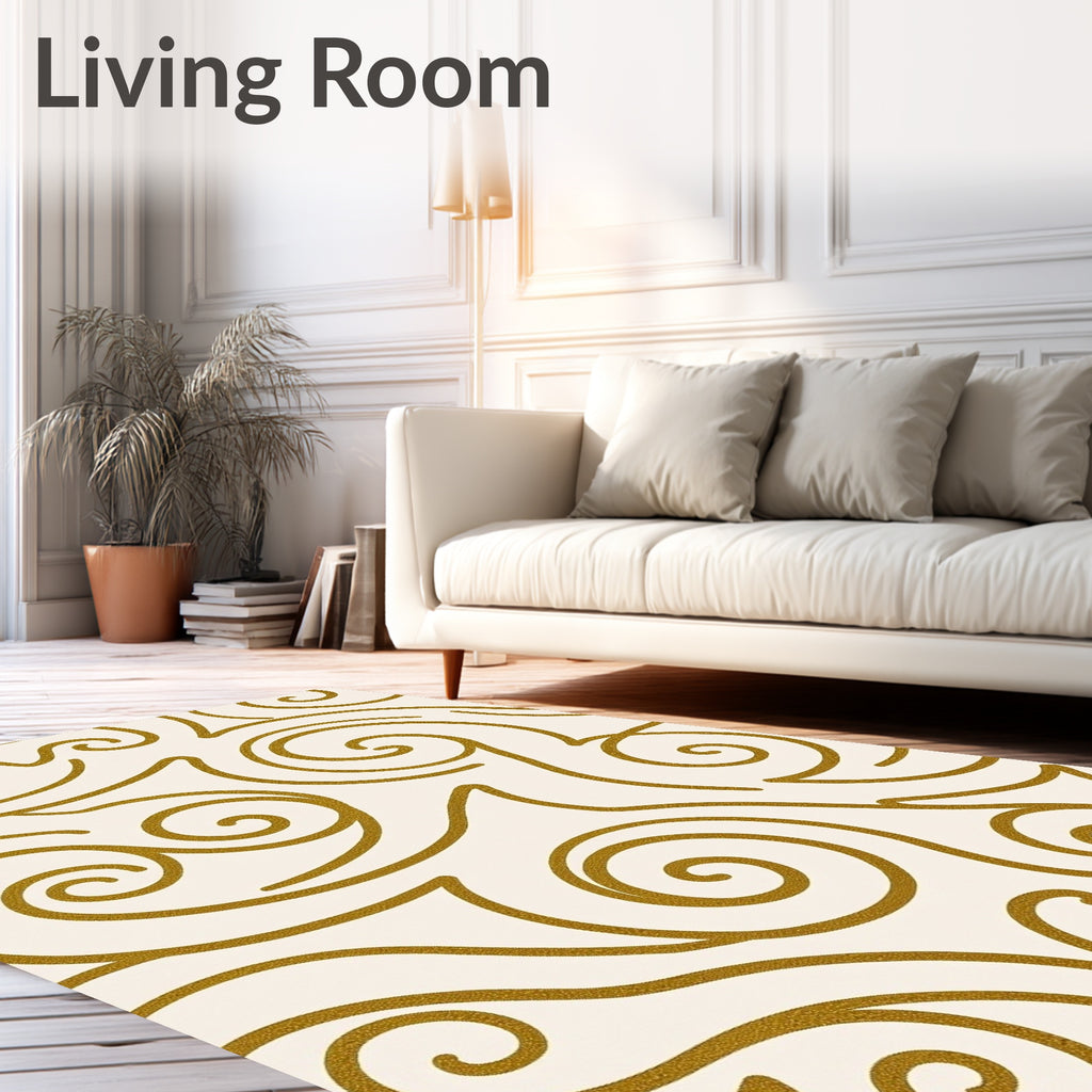 Luxe Gold Swirls and Curves Rug