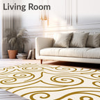 Luxe Gold Swirls and Curves Rug