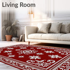 Crimson White Floral Medallion Arrangement Rug