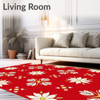 Bright Red Floral Starburst Tile Rug