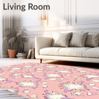 Pastel Pink Artistic Floral Burst Rug