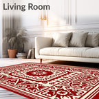 Crimson Cream Intricate Medallion Rug