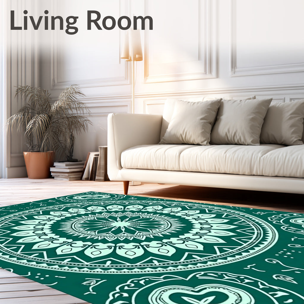 Emerald Green Mandala Art Rug