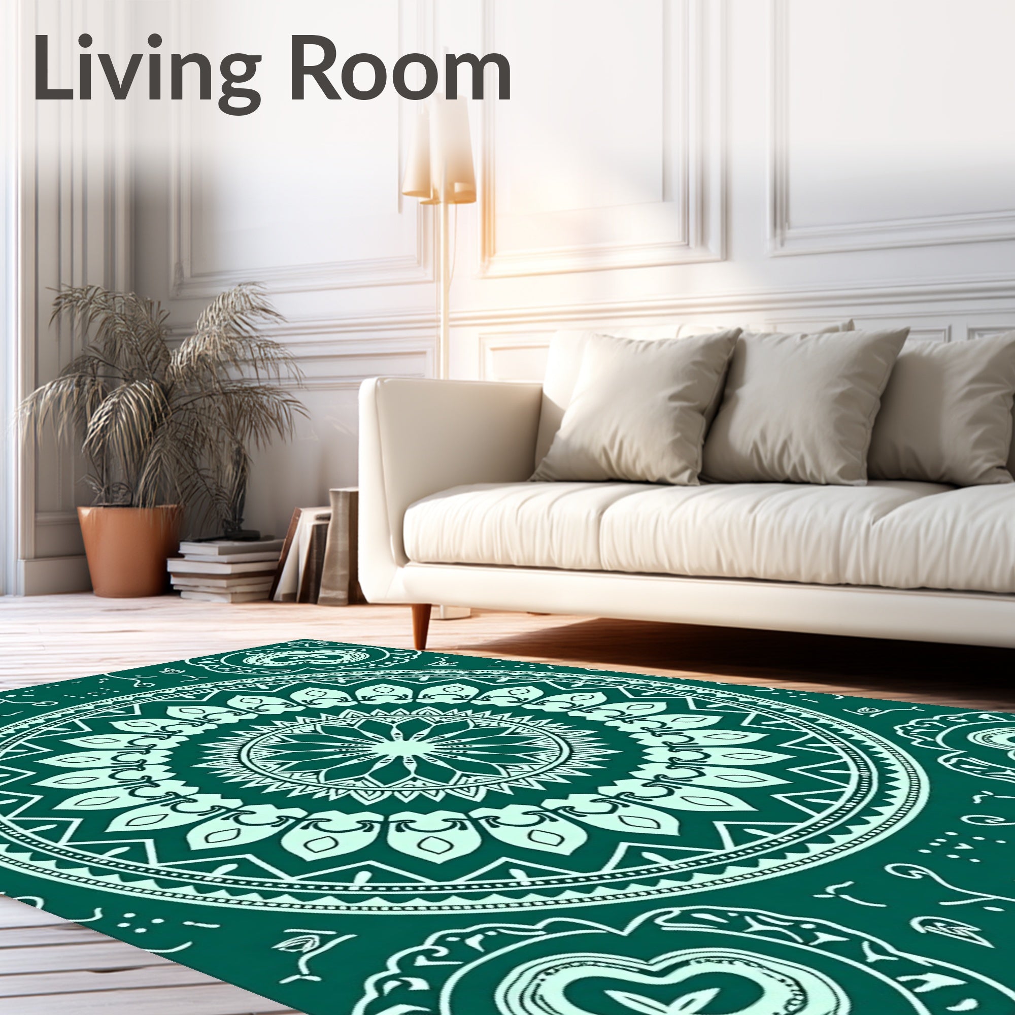 Emerald Green Mandala Art Rug