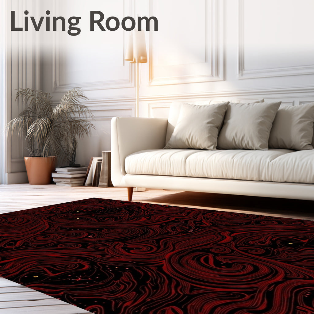 Crimson Swirl Nebula Art Rug