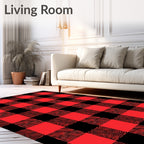 Red Black Buffalo Check Texture Rug