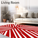 Crimson White Radial Stripe Rug