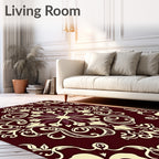 Crimson Floral Baroque Scroll Rug